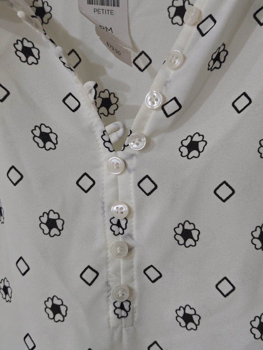 Talbots White Sleeveless Printed Ruffle-Neck Shell PM - Picture 5 of 7
